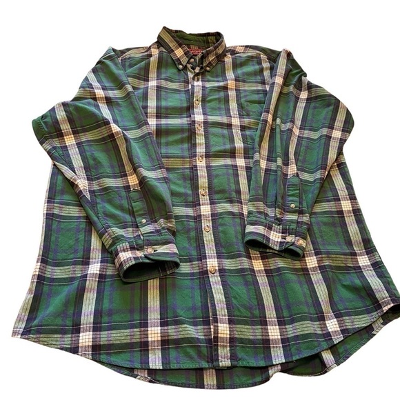 ROPER Men’s Green Plaid 100% Cotton Button Down - Size 2XLT Button down collar - Picture 1 of 11